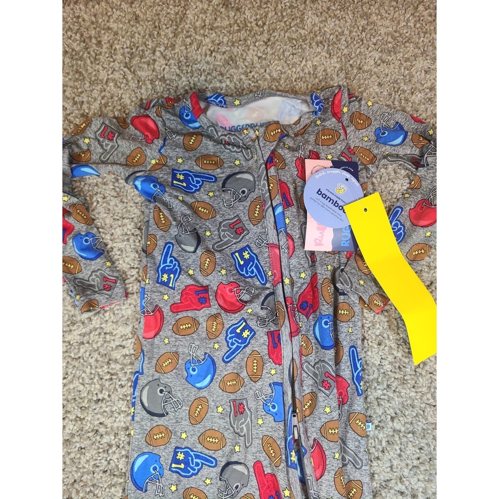NWT RuggedButts Football Zipper Romper‎ Bamboo size 12-18m - Picture 2 of 4